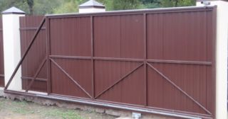 Купить откатные ворота из профнастила Полысаево, цена от 1785 руб.